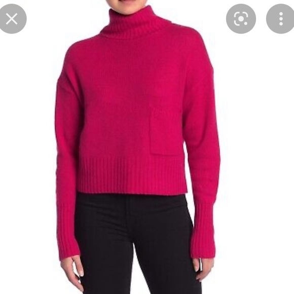 360 Cashmere Sweaters - 💞360 CASHMERE magenta crop turtleneck sweater